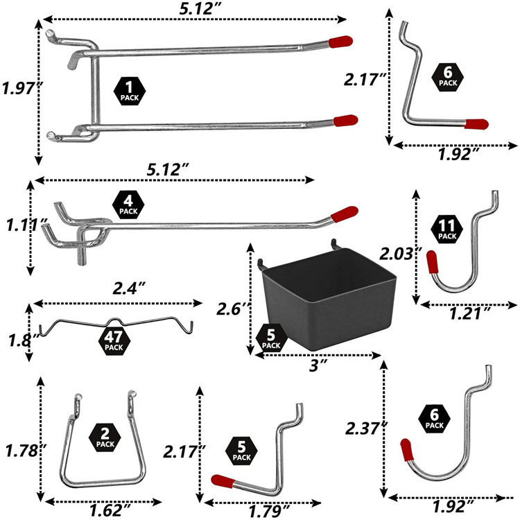 114 Pcs Pegboard Hooks Set Met - مراجعة Workshop Tools Organizing وسعره