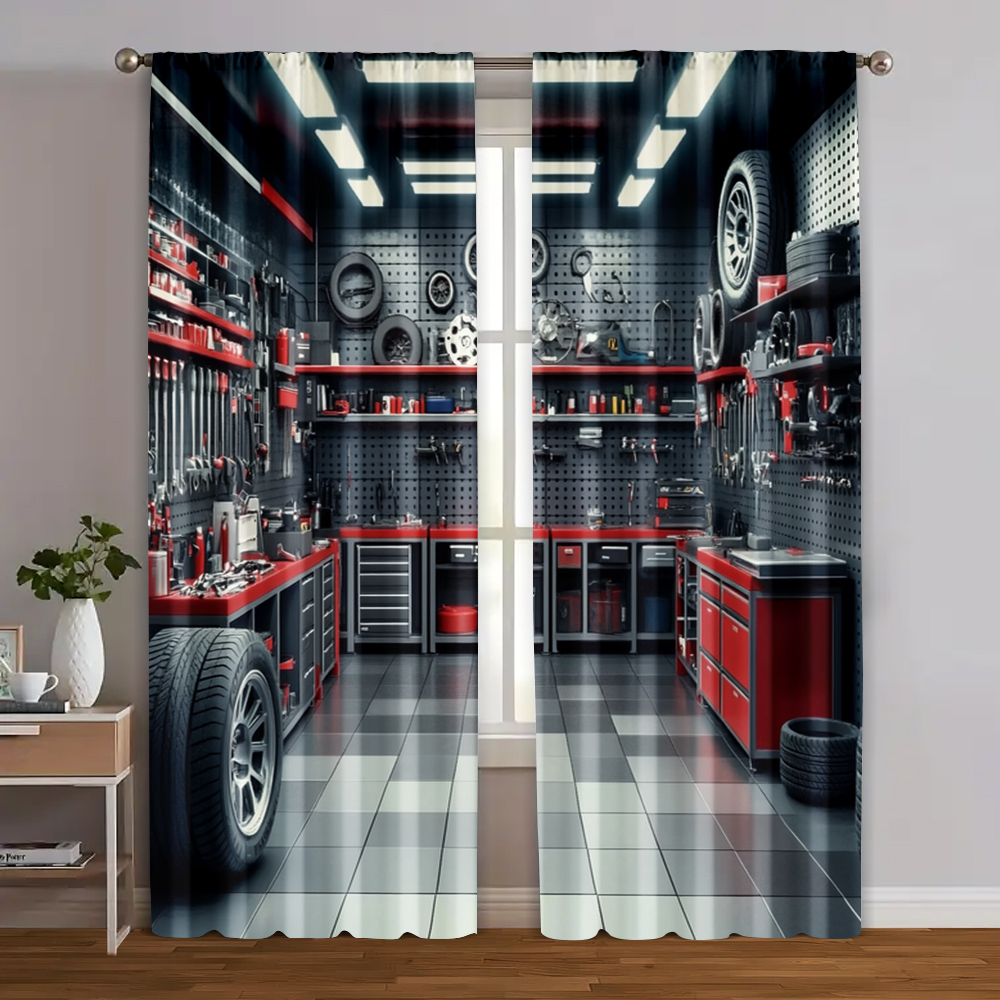 2pcs, Curtains Digital Printed - مراجعة Workshop Tools Youtube وسعره