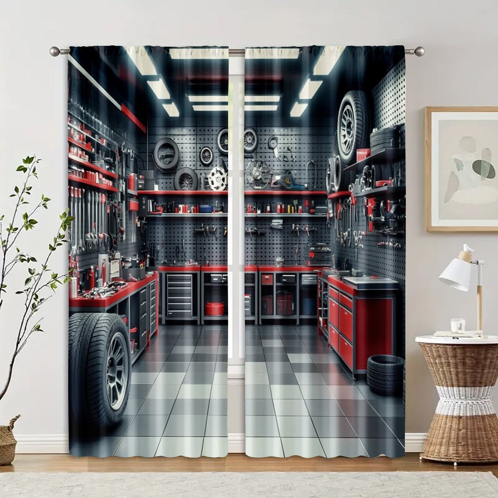 2pcs, Curtains Digital Printed - مراجعة Workshop Tools Youtube وسعره