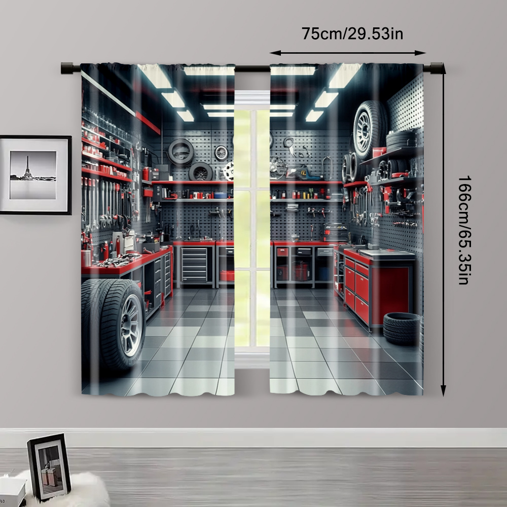 2pcs, Curtains Digital Printed - مراجعة Workshop Tools Youtube وسعره
